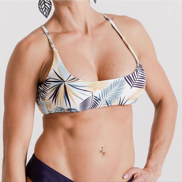 NWT: Scoop Bikini Tops in Green Palm and Deep Purple in Small - Picture 7 of 13